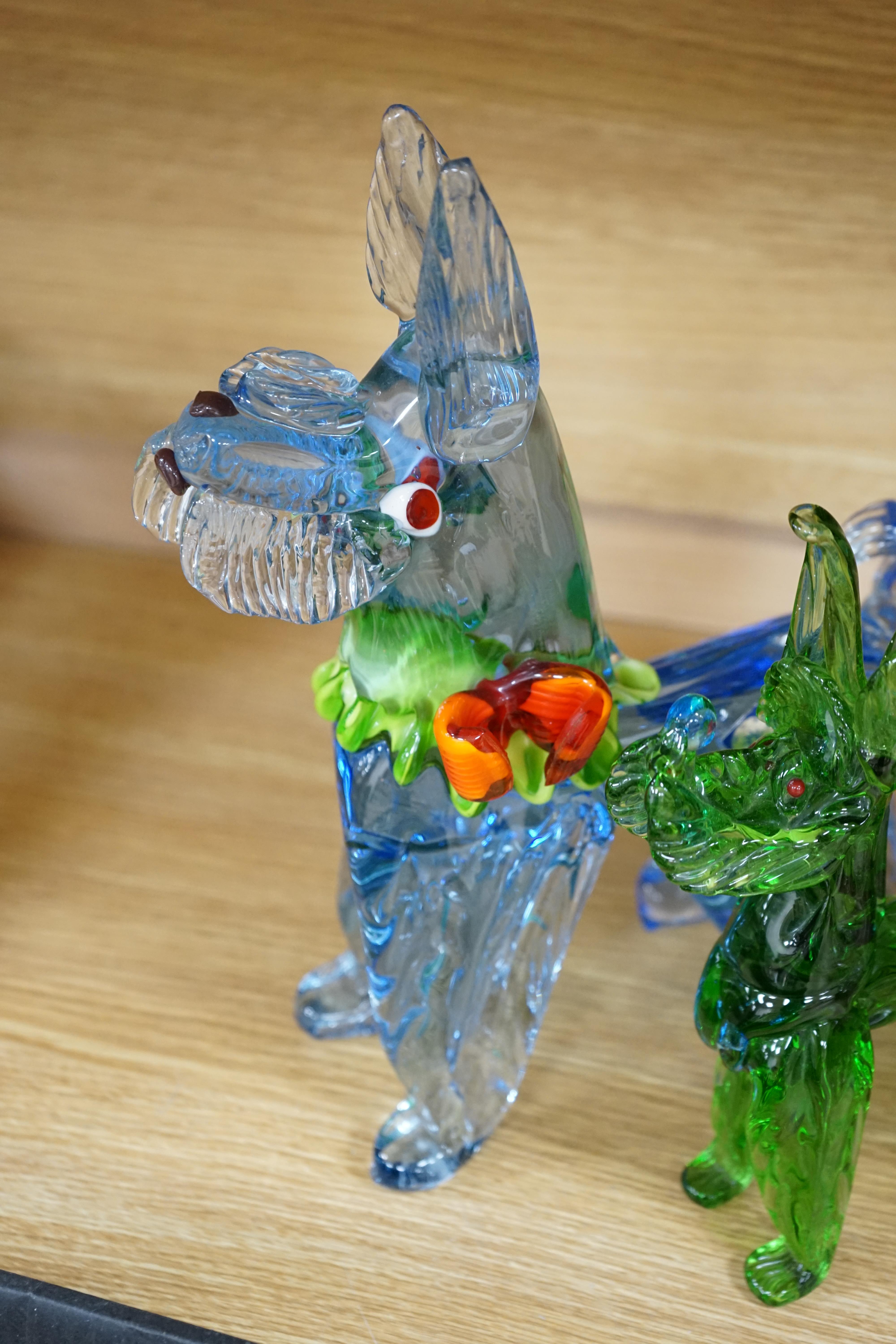 Three Murano glass dogs, largest 31cm. Condition - fair to good, some minor chipping